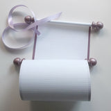 Blank white paper scroll with gift box for hand writing a personal message, 5x12" ridge textured paper