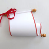 Blank white paper scroll with gift box for hand writing a personal message, 5x12" ridge textured paper