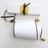Blank white paper scroll with gift box for hand writing a personal message, 5x12" ridge textured paper