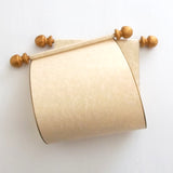 Blank paper scroll with gold accents and gift box, 5x12" tan parchment paper