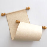 Blank paper scroll with gold accents and gift box, 5x12" tan parchment paper