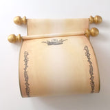 Royal crown and floral border on aged paper scroll, optional gift box