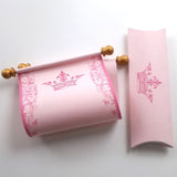 Royal princess scroll on pink paper with gold accents, optional gift box
