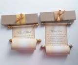 Two decorative scrolls with custom text