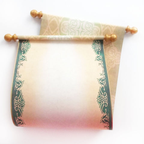 Blank Paper Scroll in Green and Gold for Hand Writing and Calligraphy, 8x20 Paper