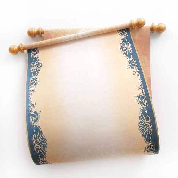 Blank Paper Scroll in Navy and Gold for Hand Writing and Calligraphy, 8x20 Paper