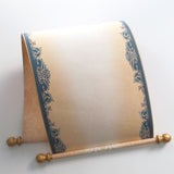 Custom parchment scroll in navy and aged gold, 8x19 inches paper, personalized with your own words, handmade
