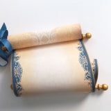 Blank Paper Scroll in Navy and Gold for Hand Writing and Calligraphy, 8x20 Paper