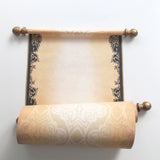 Blank Parchment Scroll in Black and Gold for Hand Writing and Calligraphy, 8x20 Paper