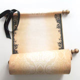 Blank Parchment Scroll in Black and Gold for Hand Writing and Calligraphy, 8x20 Paper