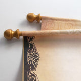 Custom parchment scroll in brown and gold, 8x19 inches paper, personalized with your own words, handmade