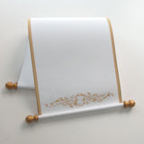 Custom damask guest list scroll, cream and gold, 8x20 inches paper, personalized with name(s) and date