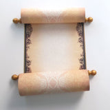 Custom parchment scroll in brown and gold, 8x19 inches paper, personalized with your own words, handmade
