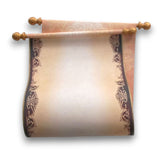 Decorative scroll with brown and gold accents 