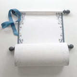 Decorative scroll with navy blue accents