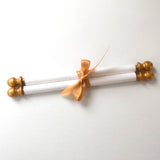 Personalized cream parchment scroll, 8x20" paper, gold or silver, sets of multiples