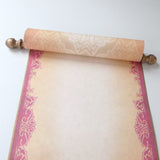 Blank Decorative Scroll in Mauve and Gold for Hand Writing and Calligraphy, 8x20 Paper