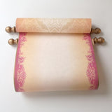 Blank Decorative Scroll in Mauve and Gold for Hand Writing and Calligraphy, 8x20 Paper