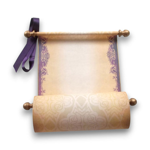 Blank Paper Scroll in Plum and Aged Gold for Hand Writing and Calligraphy, 8x20 Paper