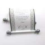 Custom printed decorative paper scroll with pewter finials