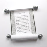 Custom printed decorative paper scroll with pewter finials