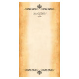 Personalized guest list scroll, gold accents, 11x21 inches aged parchment paper. damask design