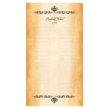 Personalized guest list scroll, gold accents, 11x21 inches aged parchment paper. damask design