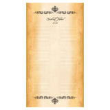 Personalized guest list scroll, gold accents, 11x21 inches aged parchment paper. damask design