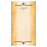Personalized guest list scroll, gold accents, 11x21 inches aged parchment paper. damask design