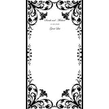 Custom floral guest list scroll, black and gold, 11x21 inches cream parchment paper, personalized with name(s) and date