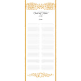 Custom damask guest list scroll, cream and gold, 8x20 inches paper, personalized with name(s) and date