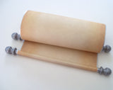 Wide blank parchment paper scroll with silver accents for wedding vows, guest list, theater production, school project or special presentation, 8x17"paper