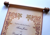Castle wedding invitation scroll, set of 10
