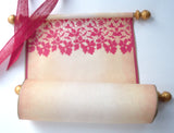 Blank scroll with red lace, for your handwriting, 8x19" parchment paper