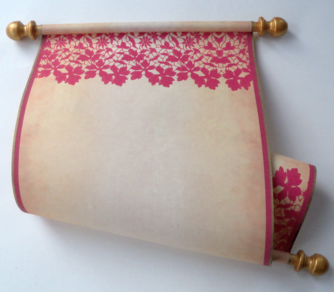 Blank scroll with red lace, for your handwriting, 8x19" parchment paper