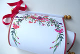 Wedding guest scroll with red roses, ceremony scroll for signatures, 8x19" paper