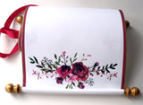 Wedding guest scroll with red roses, ceremony scroll for signatures, 8x19" paper