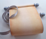 Blank paper scroll for wedding vows, aged parchment paper with silver finials and kraft box, 5x12" paper