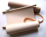 Extra wide blank parchment scroll, gold accents, 11x19" paper, storage tube
