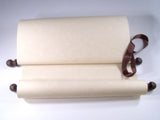 Wide blank parchment paper scroll with stained finials, theater production, wedding ceremony, guest list,11x19"paper