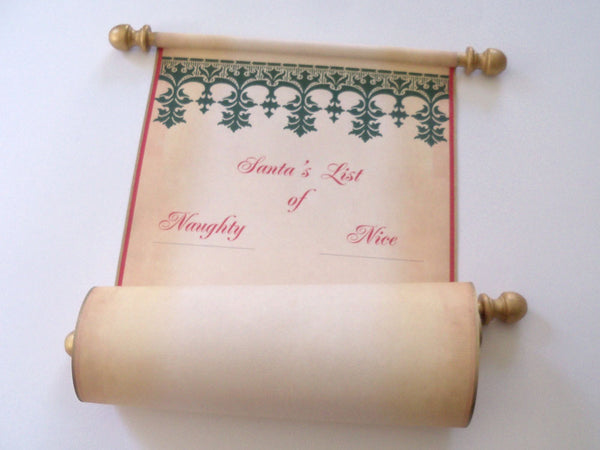 Santa List of Naughty or Nice blank scroll, Nordic design, 8x19 inch parchment paper