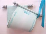 Blank parchment paper scroll in light blue with princess crown, 5x12" paper with silver finials