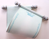 Blank parchment paper scroll in light blue with princess crown, 5x12" paper with silver finials