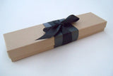 Blank paper scroll for handwritten messages, aged parchment paper with pewter and black accents and kraft box, 5x12" paper