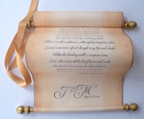 Personalized wedding vows paper scroll, wedding gift, custom printed scroll with monogram, message scroll, anniversary scroll, 8x18" parchment paper